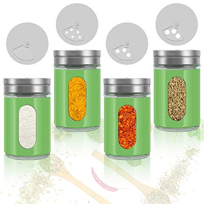 Accmor 2pcs Salt and Pepper Shakers,Stainless Steel Shaker for Salt Powder Sugar Cinnamon Pepper, Spice Dispenser with Adjustable Pour Holes,Green - color: Green