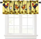 Rooster Window Valance, Western Farm Chicken Sunflower Retro Yellow Buffalo Grid Print Rod Pocket Short Window Treatments for Home Kitchen Living Room Bedroom, 54x18in - color: Farmhouse Animal-11