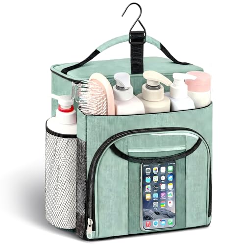 Attmu Shower Caddy Portable, Hanging Shower Bag for Dorm Room College, Large Capacity Quick Dry Mesh Tote Bag for Travel Camping Essentials (Dusty Green) - color: Dusty Green