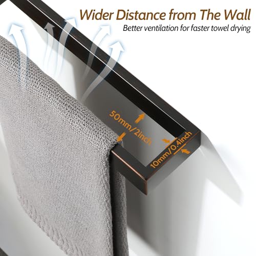 Sayayo Oil Rubbed Bronze Towel Bar for Bathroom, 10 Inch Hand Towel Holder Wall Mount Square Towel Ring SUS304 Stainless Steel Towel Rack - color: Oil Rubbed Bronze, size: 10 INCH