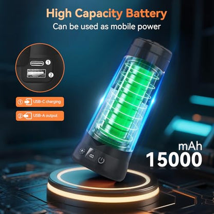 Dimgogo15000mAh Rechargeable Camping Light, Portable LED Work Light | Standing Light with 7ft Max Height, 5500 Lumen 6500/4500/3500K Dimmable Emergency Flashlight , Detachable Tripod, Black - color: Black