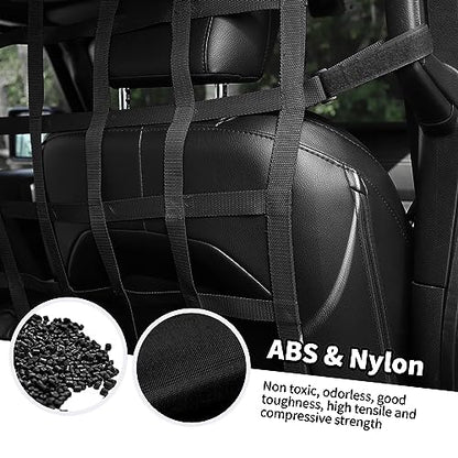 Rear Seat Cargo Net Pet Barrier Compatible with Jeep Wrangler JK JL Gladiator JT 2 Door 4 Door 2007-2023 (Black) - color: Black