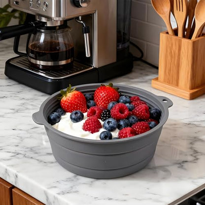 Collapsible Silicone Mixing Bowl, Food-Grade Foldable Travel Container, Large Collapsible Bowls for Camping Outdoor Hiking Storage Mixing, Grey (pot QY104) - color: grey-QY104