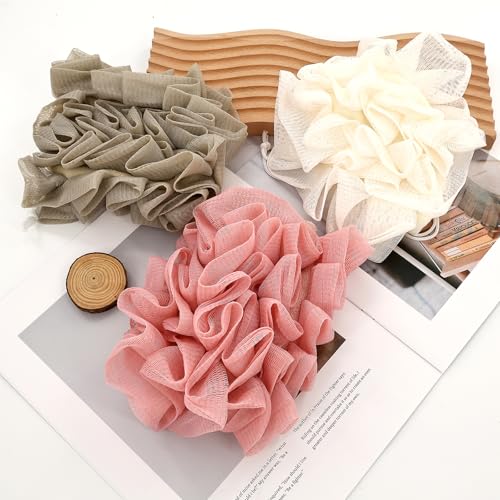 3 Pcs Soap Bar Loofah, 2 in 1 Bar Soap Loofah Pouch Can Hold Soap Effective Exfoliation for Bathing (Khaki+ Beige + Pink) - style: Khaki+ Beige + Pink