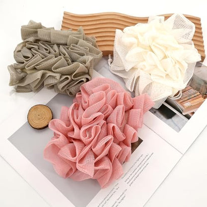3 Pcs Soap Bar Loofah, 2 in 1 Bar Soap Loofah Pouch Can Hold Soap Effective Exfoliation for Bathing (Khaki+ Beige + Pink) - style: Khaki+ Beige + Pink