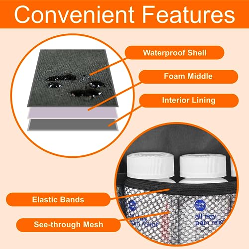 Pack of 2 - Medium Travel Pill Bottle Organizer, Slim Medicine Bag, Carrier for Medications and Medical Supplies - Black - color: M Black 2PK