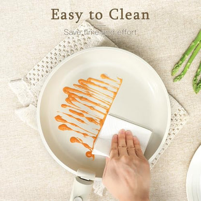GiPP Ceramic Pots and Pans Set Non Stick, Nonstick Detachable Handle Cookware Sets, Healthy Non Toxic PFAS PFOA & PTFE Free, Dishwasher ＆Oven Safe, Induction Kitchen Pot and Pan, 15 Piece Cream - color: White, size: 15PCS 02