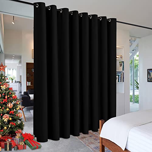 RYB HOME Extra Wide Curtains for Divider Room Separation Soundproof Temporary Door Curtains for Bedroom Closet Office Home Theatre Garage Living Room Privacy Drop Cloth, W 180 x L 90 inches, Black - color: Black, size: 180"W x 90"L (Pack of 1)