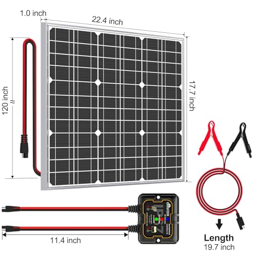 SOLPERK Solar Panel Kit 50W 12V, Waterproof Solar Battery Trickle Charger Maintainer + Smart MPPT Controller + Adjustable Mount Bracket for Boat Car RV Motorcycle(Without Mounting Bracket) - size: 50W MPPT