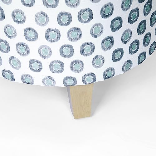 HomePop 19" Round Storage Ottoman - Green Medallion Ikat Print - color: Small Green Medallion Ikat Print
