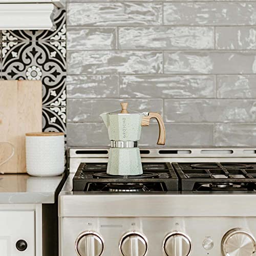 GROSCHE Milano Moka pot, Stovetop Espresso maker, Greca Coffee Maker, Stovetop coffee maker and espresso maker percolator (Mint, 6 cup) - color: Mint, size: 6 espresso cups