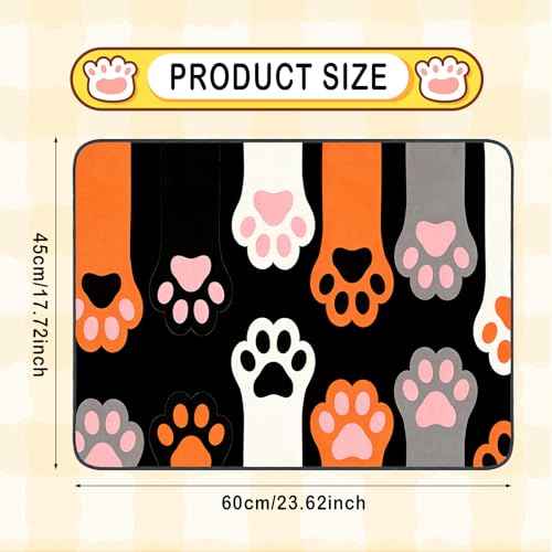 Nuxovilar Pet Dog Supplies Food Mat Paw-Printed Polyester (23.62×17.71 inches) Bowl Water Spill Pad Feeding Essentials for Kennel, Home, Feeding Area - color: LU13718