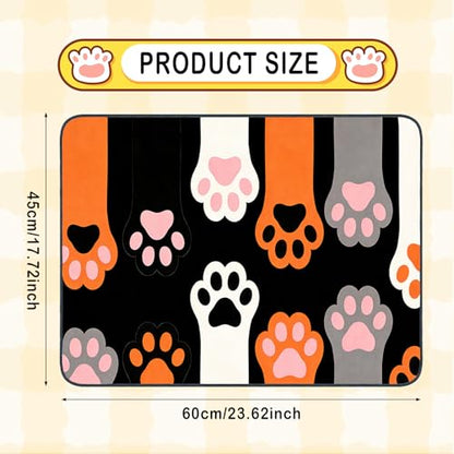 Nuxovilar Pet Dog Supplies Food Mat Paw-Printed Polyester (23.62×17.71 inches) Bowl Water Spill Pad Feeding Essentials for Kennel, Home, Feeding Area - color: LU13718