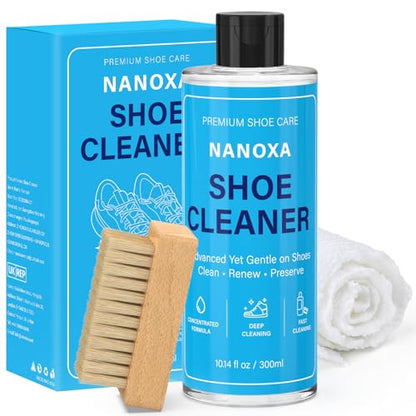 Shoe Cleaner, 10.14 fl oz Premium Shoe Cleaning Kit with Brush & Towel, Sneaker Cleaner Kit Safe for White Shoes, Leather, Boots, Canvas, PU, Mesh & More