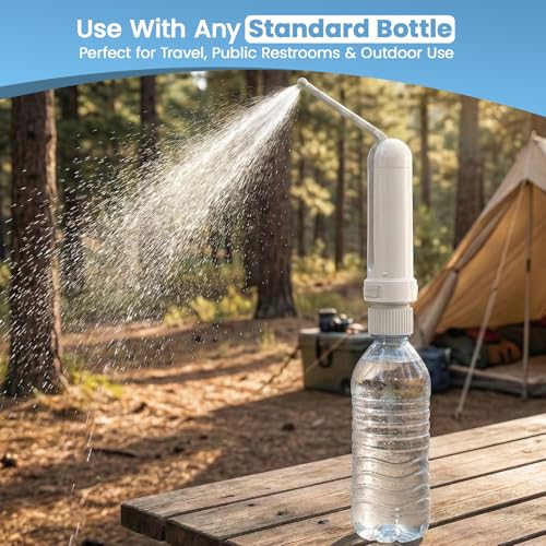 Portable Electric Bidet for Travel – 3 Pressure Modes, USB-C Rechargeable, 180ml Tank & Bottle Adapter, IPX7 Waterproof Handheld Bidet Sprayer for Women Men, Postpartum, Pregnancy & Camping