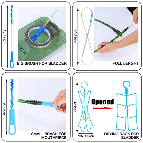 HEIKLN Hydration Bladder 1.5L-2L-2.5L-3L,Leak Proof Water Reservoir, BPA Free Military Water Storage Bladder Bag Hydration Pack Replacement Easy Clean for Bicycling Hiking Camping Hunting Running - color: 2L Blue+Green With Clean Kit
