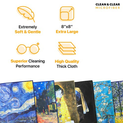 Large [6 Pack] Classic Art (Mona Lisa) - Ultra Premium Quality Microfiber Cleaning Cloths (Best for Camera Lens, Glasses, Screens, and All Lens.), Microfiber Cloth - color: Leonardo Da Vinci "Mona Lisa", size: 6 Pack