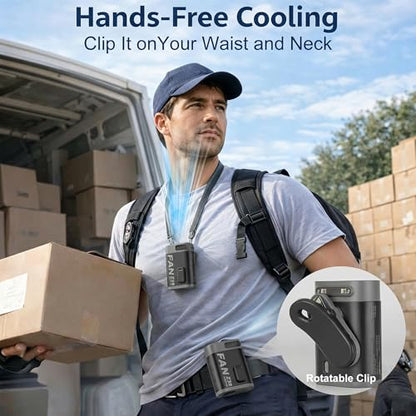 Portable Waist Hip Clip Fan, 0.35lb Ultra-Light Belt Clip Fan, 3000mAh 8Hrs Battery, 4 Speeds, 360° Adjustable with Lanyard & LED Light, Shirt Body Cooling Fan for Workout Camping Travel (Black) - color: Black