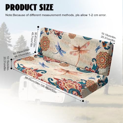 Dragonfly Boho Mandala Pattern RV Dinette Cushion Covers Wear-Resistan Camper Cushion Slipcover Pet-Friendly Loveseat Sofa Chair Cover 1 Backrest Covers and 1 Bench Covers - color: Dragonfly Boho Mandala