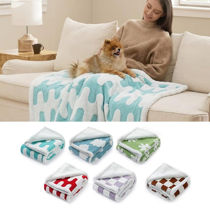 Waterproof Pet Blanket,Dog Bed Covers Couch Sofa Stylish Jacquard Pets Throw Blankets for Puppy Cats Washable Reversible Furniture Protection Covers (Blue Wave,M) - color: Blue Wave, size: M-100*145cm(40*57in)