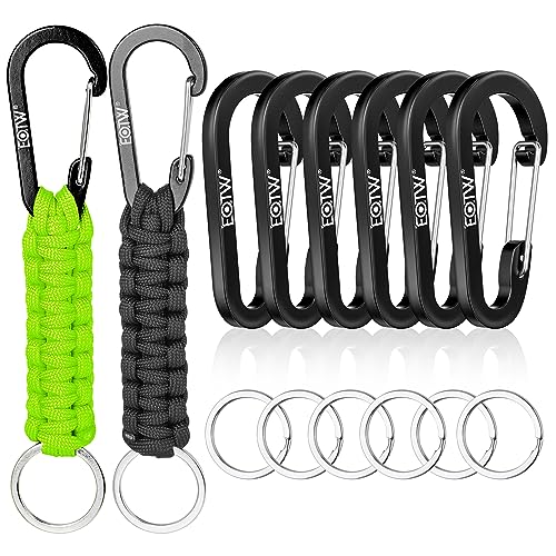 EOTW Paracord Keychain for Men Women Paracord Carabiner Backpack Keychain with Aluminum Clip for Camping Hiking Outdoor Gear - color: Blackgreen+6 Black