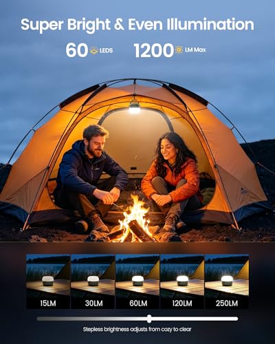 Glocusent Camping Lights Rechargeable, 5000mAh 400H Runtime, Led Camping Lantern with 5 Brightness 3 Modes & SOS, IPX5 Waterproof, Pocket Lanterns for Power Outages, Emergency Light, Camping