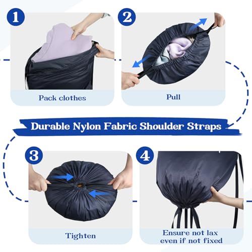 120L Heavy Duty Laundry Bag Backpack with Shoulder Straps, Waterproof Tear-Resistant Nylon Hamper Tote for Easy Carrying to Laundromat, College Dorms & Apartment Stairs - color: Navy Blue