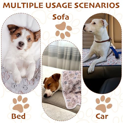 1 Pack 3 Blankets Fluffy Premium Fleece Soft Pet Blanket Flannel Throw for Cat Dog Puppy (Large 41x31'', Paw-Beige/Grey/Navy) - color: Beige,grey,navy, size: 41x31 inch(Pack of 3)