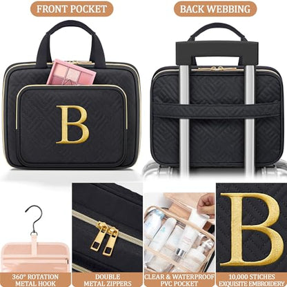 Personalized Gifts for Women, Initial Toiletry Bag Hanging Travel Organizer & Makeup Cosmetic Bag with Embroidery Letter Teacher Appreciation Gift Birthday Mothers Day Gifts for Mom Wife Friend Sister - style: G
