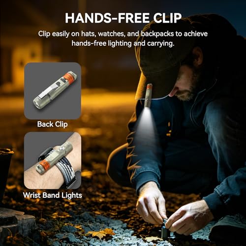 S15-TK Rechargeable Keychain Flashlight EDC, 650 Lumens Mini LED Light with Clip & Quick-Release Tail, Small Pocket Light for Emergency Repair and Daily Use - color: S15-TK Khaki