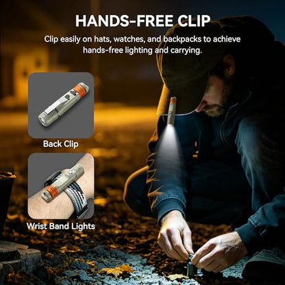 S15-TK Rechargeable Keychain Flashlight EDC, 650 Lumens Mini LED Light with Clip & Quick-Release Tail, Small Pocket Light for Emergency Repair and Daily Use - color: S15-TK Khaki