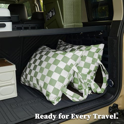 Ohocut Checkered 2 Pcs Large Travel Laundry Bags for Dirty Clothes, Aesthetic Trendy Waterproof Washable Laundry Bag with Handle for Travel, Gym, Swimming Pool Sage Green - color: Sage