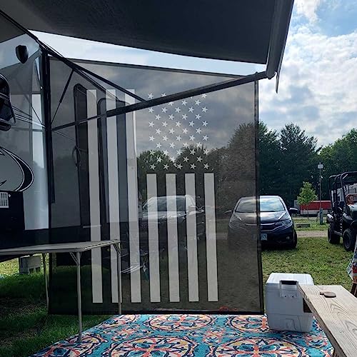Tentproinc RV Awning Side Shade Screen 9' X 7' - (White American Flag) Black Mesh Sunshade for Motorhome Camping Trailer Awning Sunscreen UV Sun Blocker - 3 Year Warranty - color: AFG-Black