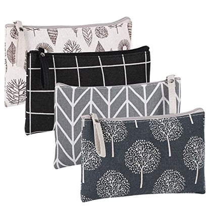 SUMAJU 4 Pcs Canvas Cosmetic Bag, Multi-Function Travel Makeup Bag Cosmetic Pouch with Zipper Travel Toiletry Bag Travel Size Toiletries Christmas Gifts Stocking Stuffers for Women - style: C