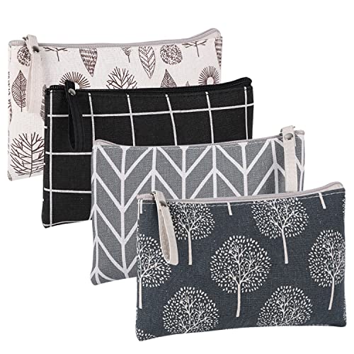 SUMAJU 4 Pcs Canvas Cosmetic Bag, Multi-Function Travel Makeup Bag Cosmetic Pouch with Zipper Travel Toiletry Bag Travel Size Toiletries Christmas Gifts Stocking Stuffers for Women - style: C
