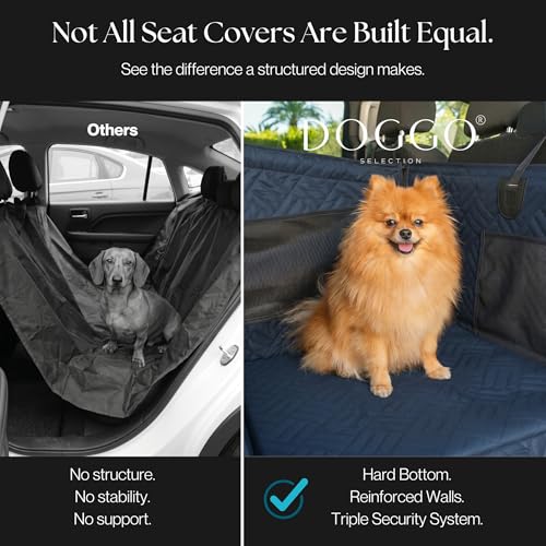 Dog Car Seat Cover with Hard Bottom – Back Seat Extender for Dogs Up to 35 lbs, Waterproof Non-Slip Hammock, Rigid Reinforced Base with Triple Security System, Storage Pockets, fits Cars SUVs Trucks - color: Blue
