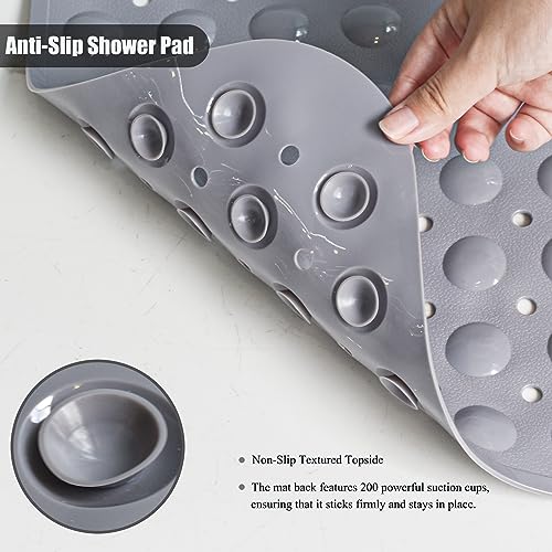 Bathtub and Shower Mats, 28 x 15 Inch Non-Slip Bath Mat, Machine Washable Bath Tub Mat with Suction Cups & Drain Holes for Bathroom, Beige - color: Grey, size: 28" x 15" (Rectangular)