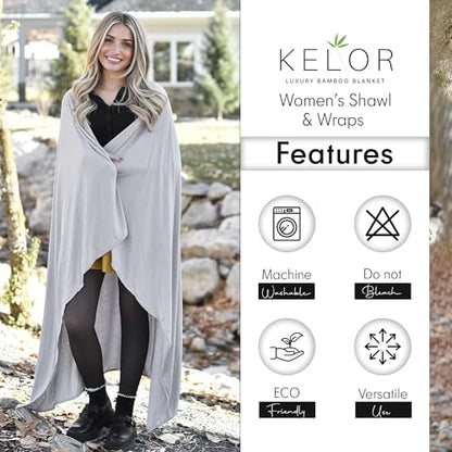 K E L O R Luxury Cooling Travel Blanket - Stretchy, Lightweight Soft & Breathable Shawl Wraps for Women - color: Warm Stone, size: Single-Sided