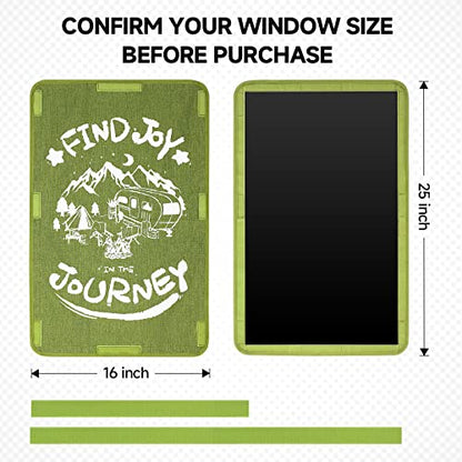 ESUDNT RV Door Window Shade Cover, Sun Blackout Fabric Curtains for Camper Trailer Coverings Must Have Accessories (25x16 inch) -Green