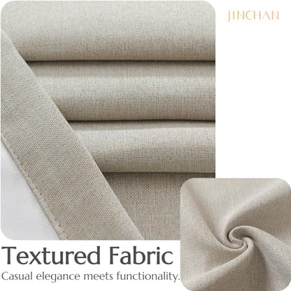 jinchan Linen Kitchen Curtains 24 Inch Length Window Treatment Farmhouse Rustic Cafe Curtains for Living Room Bedroom Rod Pocket Room Darkening 2 Panels Greyish Beige - color: Greyish Beige, size: 25"W x 24"L (Pack of 2)