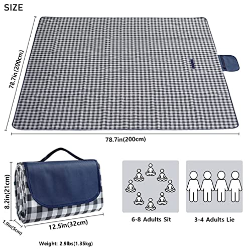 RUIBOLU Large Picnic Blanket Beach Blankets, 80''x80'' Picnic Mat Waterproof Beach mat Outdoor Park Blanket - color: Black 80x80 Inch