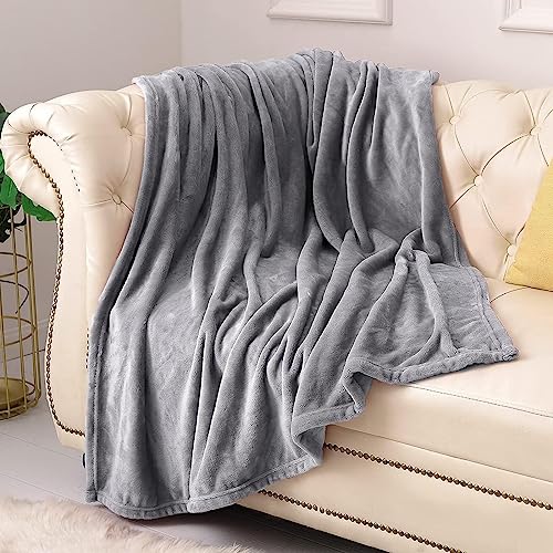 KMUSET Fleece Blanket Throw Size Grey Lightweight Super Soft Cozy Luxury Bed Blanket Microfiber Factory Shop - color: Grey, size: Throw(50"x60")