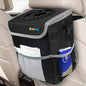 SUN CUBE Waterproof Car Trash Can with Lid, Mesh Pockets | Leakproof Car Garbage Can Hanging | Auto Trash Bin, Garbage Bag Organizer for Headrest, Console, Truck (Black/Gray) - color: Black with Gray Trim