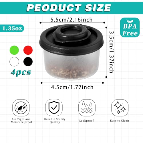 JJUNW 4 Pcs Salt and Pepper Shakers Set Mini, Seasoning Shaker Travel Containers, Moisture Proof Camping Small Salt Travel Salt Shaker for Travel Camping Picnic Lunch Dining Kitchen