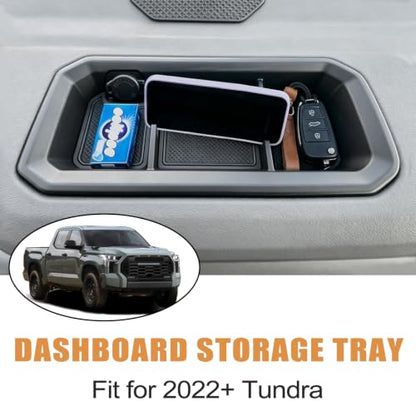 JDMCAR Dashboard Tray Compatible with 2022 2023 2024 2025 2026 Toyota Tundra Accessories and 2023-2026 Sequoia Dash Panel Center Console Table Storage Organizer with Anti-Slip Backing Liner - size: Fits 2022+ Tundra