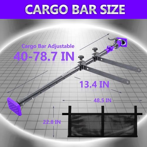 Adjustable Cargo Bar, Truck Bed Divider from 40 to 78.7 in with 200LB Bearing Capacity, Cargo Bar for Pickup, Truck Bed Organizer Cargo Bars for SUV, Trailer, Van, Come with 2 Divider, 1 Cargo Net - size: 40-78.7 inches 2pack