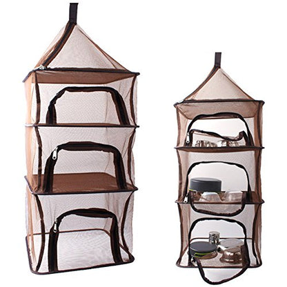 Desy & Feeci Camping Dry Net-4 Layer Outdoor Hanging Foldable Drying Rack, Camping Organizer Mesh Dryer Storage for Home Picnic BBQ Tableware/Dishes/Food/Vegetables/Fruit/Clothing - style: Coffee-Rectangle