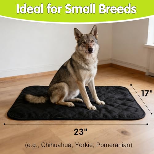 Chew Proof Dog Crate Pad, Indestructible Dog Bed with Military-Grade Tear Resistant Fabric, Waterproof Reversible Kennel Mat, Portable Pet Bed for Travel & Car Seat, Machine Washable(23x17 in)