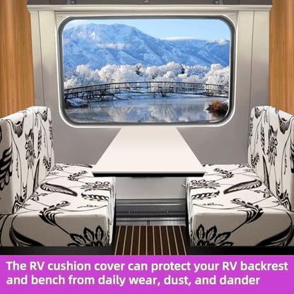 TOPCHANCES RV Dinette Cushion Covers,Stretch Camper Cushions Cover Replacement Bench Cushion Cover Washable Loveseat Slipcovers for Travel Trailer Couch (Pattern 8) - color: Pattern 8