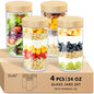 DRKIO 24 Oz Overnight Oats Containers with Bamboo Lids - 4 Pack Glass Storage Jars with Airtight Lids Wide Mouth Mason Food Jars Great for Meal Prep Salad Chia Pudding Snacks Yogurt Sugar Spice - color: 24 Oz - Natural